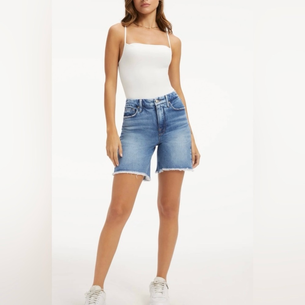 Good American 4 (27W) Denim Women’s Shorts High Rise Long Bermuda GNICO235T